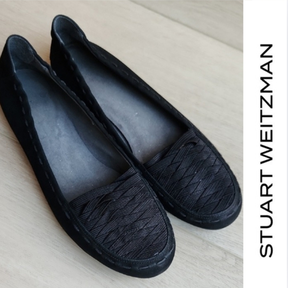 {Stuart Weitzman} Black Suede Slip On Loafers (Size 7.5)